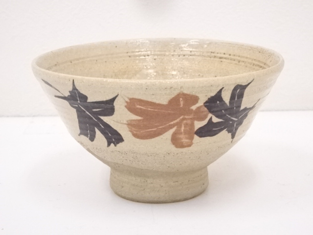 安可祢窯 栗木伎茶夫 作 比和釉赤絵茶碗 共箱 茶道具 安可祢窯 栗木伎茶夫 作 比和釉赤絵茶碗 共箱